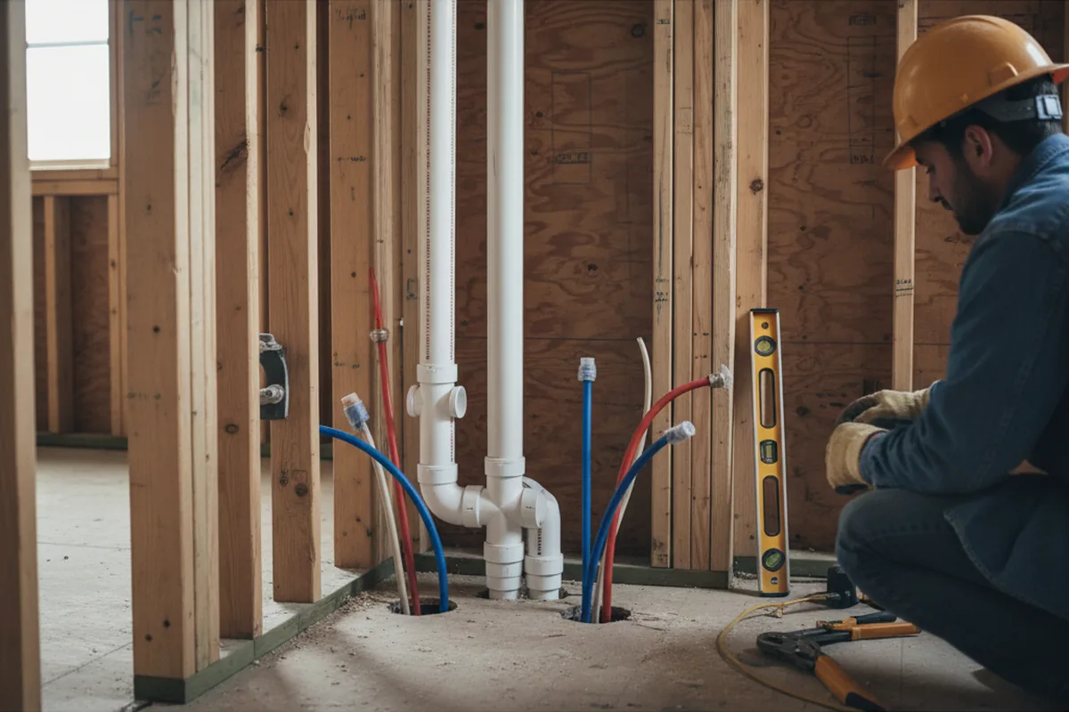 Drain and supply rough-in during Leak Detection in Bay Village